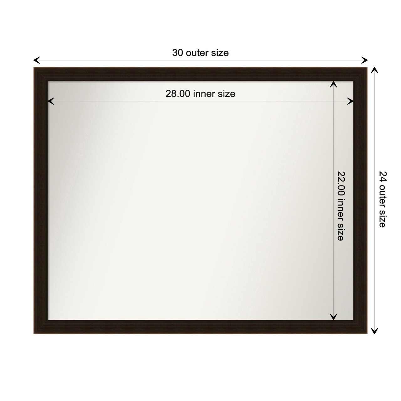 Amanti Art Non-Beveled Wood Wall Mirror, Espresso Brown Frame